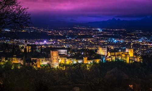 Granada Guide - Magical panorama of historical Granada by night