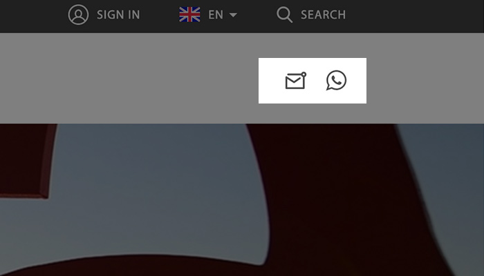 Now you can contact us using our envelope and Whatsapp icon on right top of your screen