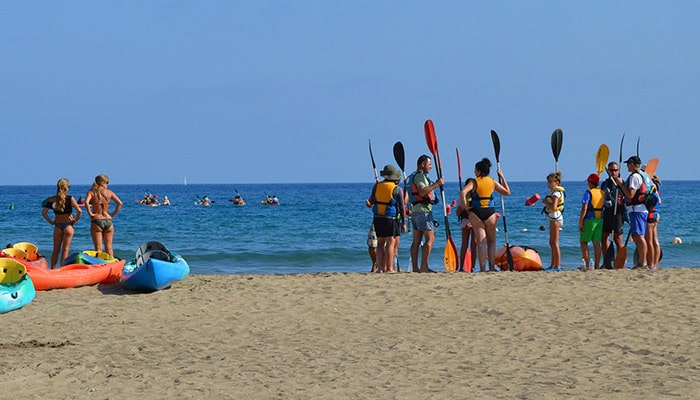 Kayaking with family and friends.