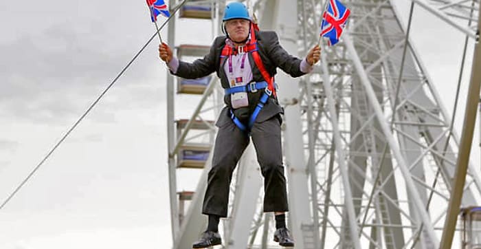 Boris Johnson: The Good, The Bad and The Ugly. Boris Johnson on a zipline