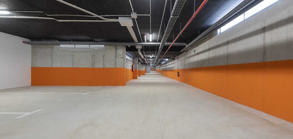 View of the entrance to the underground car park