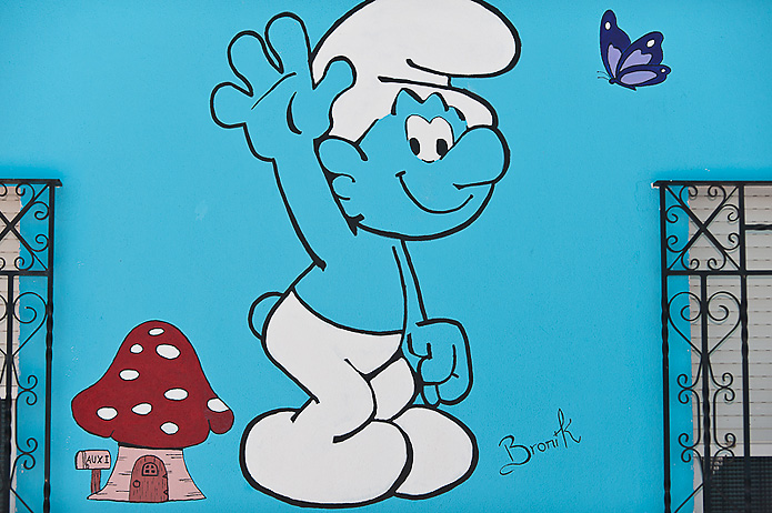 Sony Spain's director, Ivan Losada, says Júzcar - which is home to 150 different varieties of mushroom - is 'absolutely perfect' for the fungus-loving Smurfs.