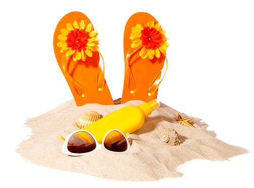 Flipflops on a sandy beach