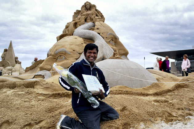 Sudarshan Pattnaik's Mermaid sand sculpture