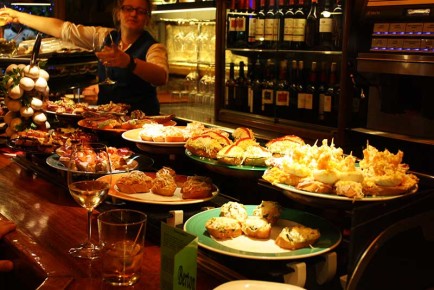 Basque-style tapas, or pintxos, offer affordable, delicious choice wherever you go in Bilbao.