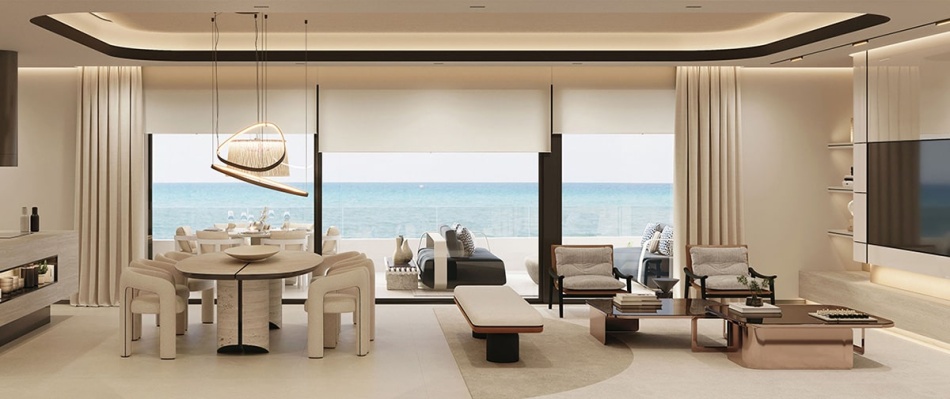 Enjoy your living room with frontal views to the sea