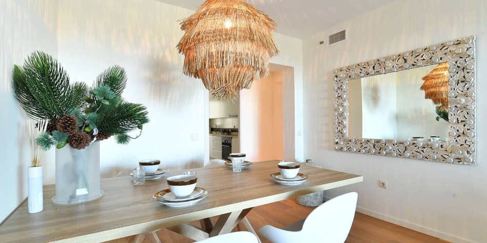 New built front line golf apartments with Scandinavian design in Mijas. Dinning room